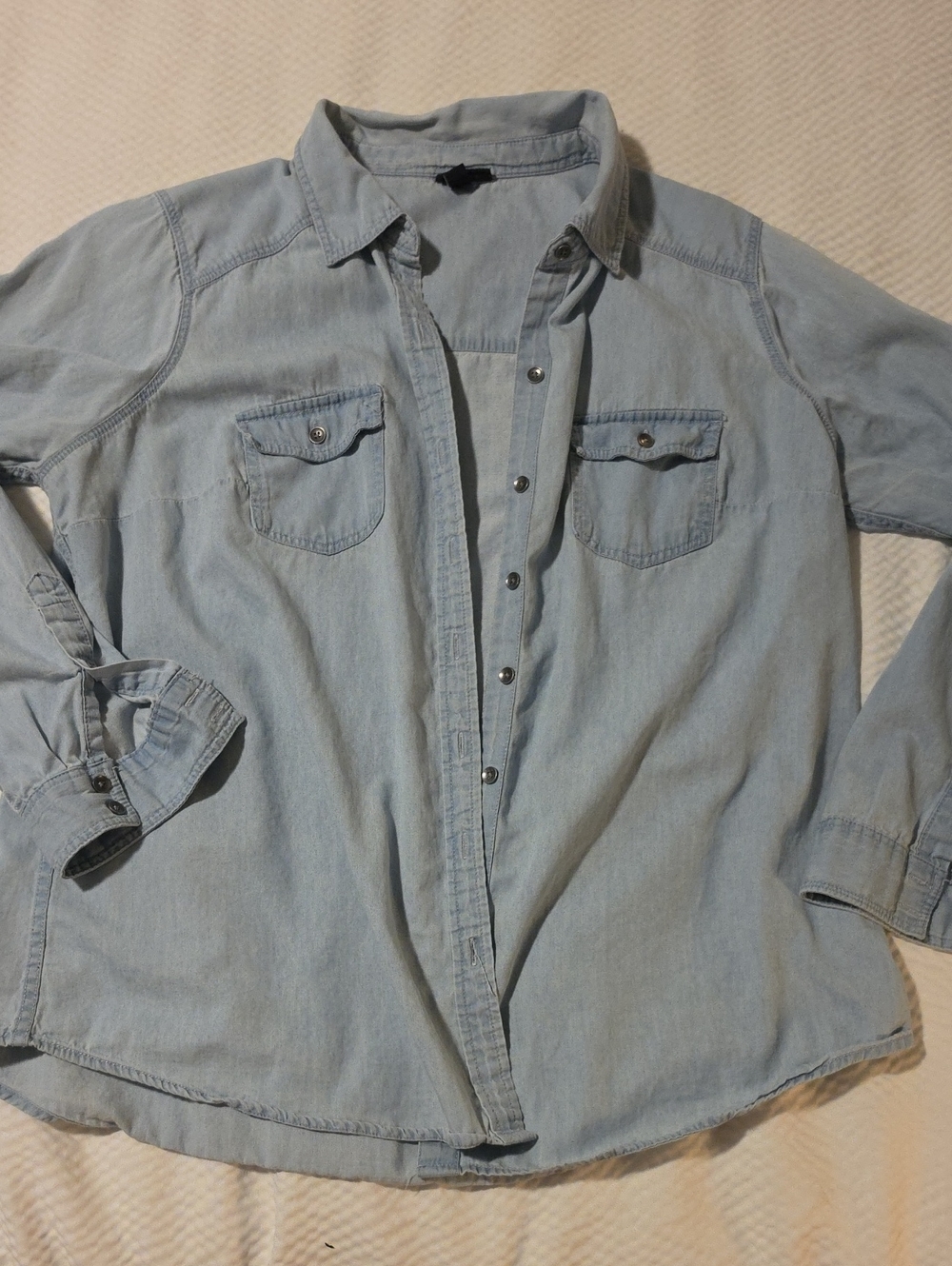torrid Light Denim Casual Button-Down Shirt